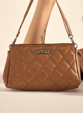 Bolsa em Couro Matelassê Caramelo